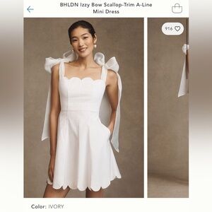 Anthropologie BHLDN Izzy Bow Scallop-Trim A-Line Mini Dress